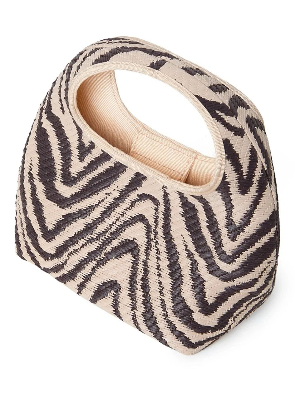 Loeffler Randall  Kenzie mini bucket clutch Woven Zebra-Print Beige and Brown